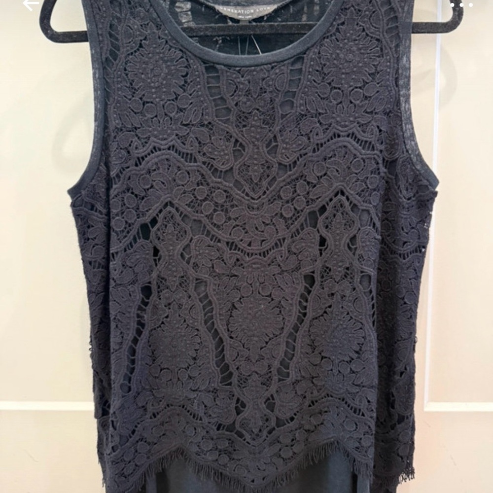 NWT Generation Love black lace/crochet overlay sleeveless top size Medium